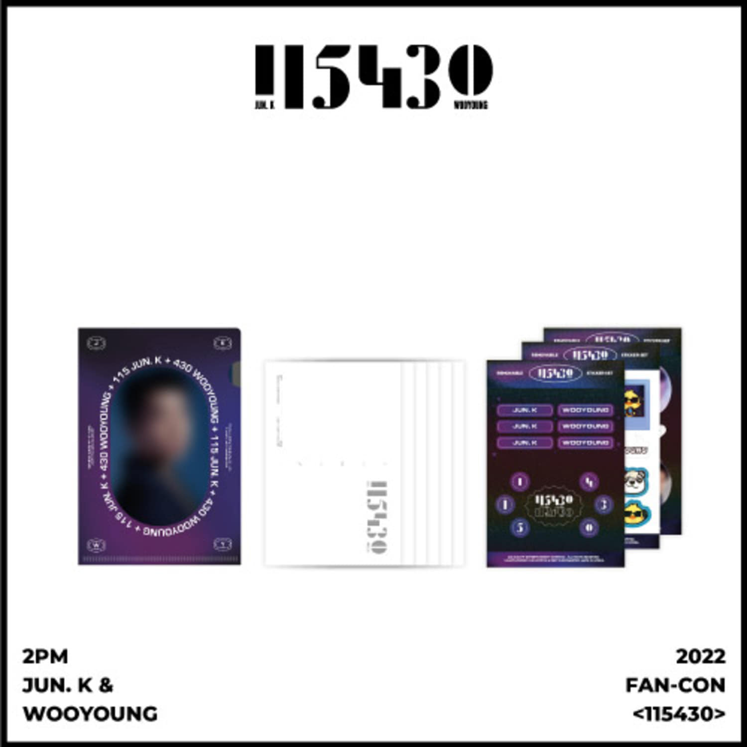 2PM JUN. K &amp; WOOYOUNG 2022 FAN-CON [115430] OFFICIAL GOODS 미니 L홀더 + 엽서 + 데코 스티커 세트 MINI L HOLDER + POSTCARD + DECO STICKER SET