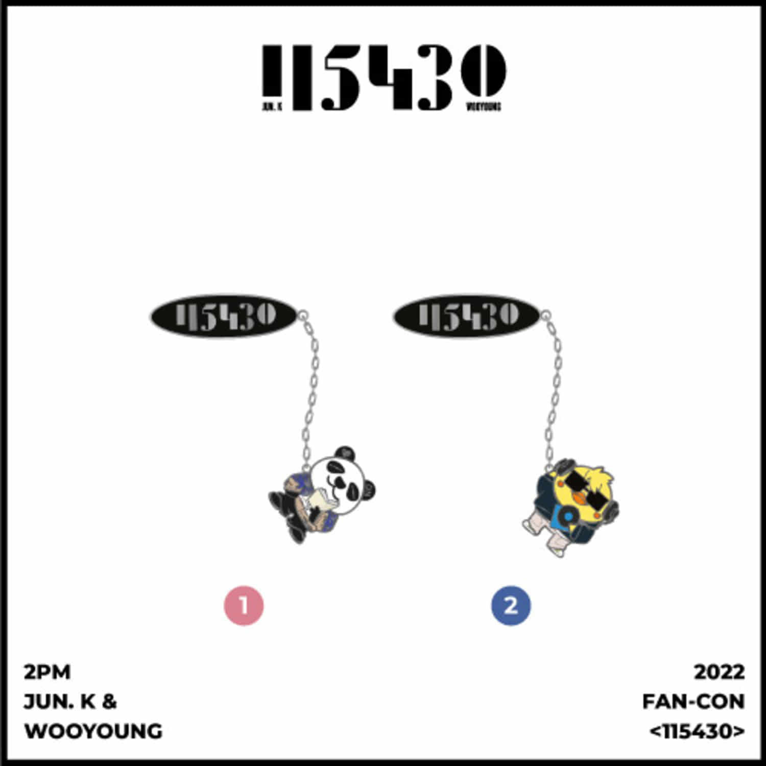 2PM JUN. K &amp; WOOYOUNG 2022 FAN-CON [115430] OFFICIAL GOODS 체인뱃지 세트 CHAIN BADGE SET